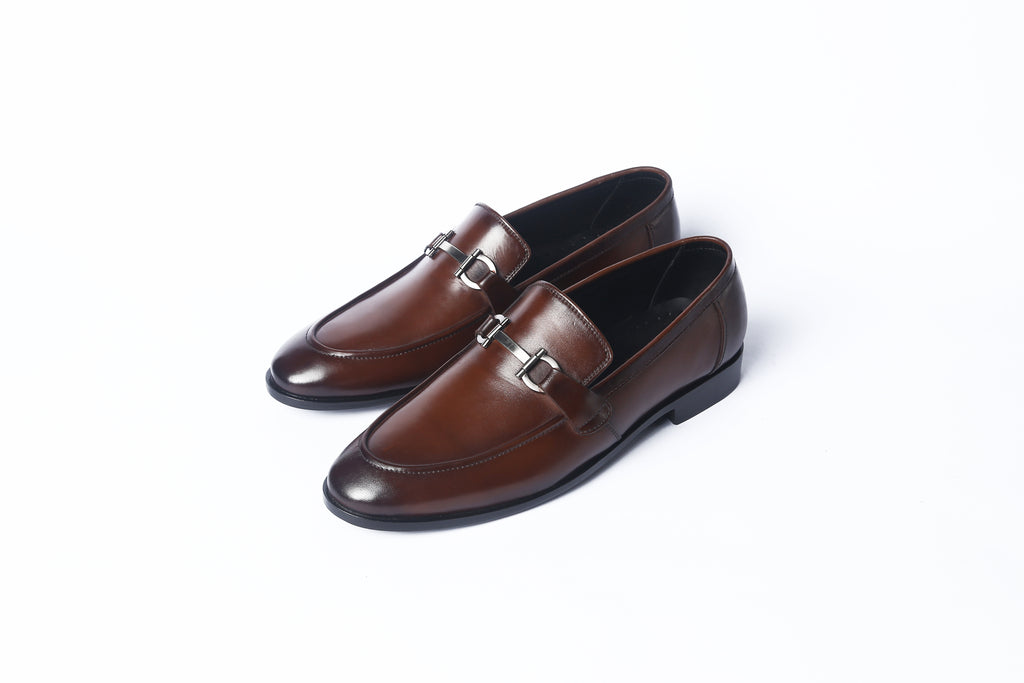Handcrafted Cognac Leather Horsebit Loafer - Dark Brown