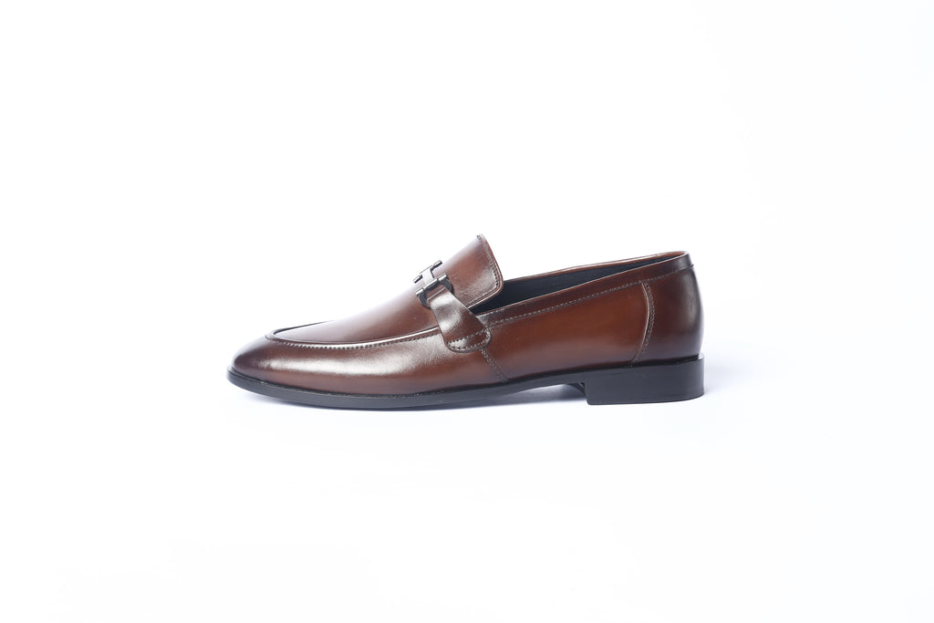 Handcrafted Cognac Leather Horsebit Loafer - Dark Brown