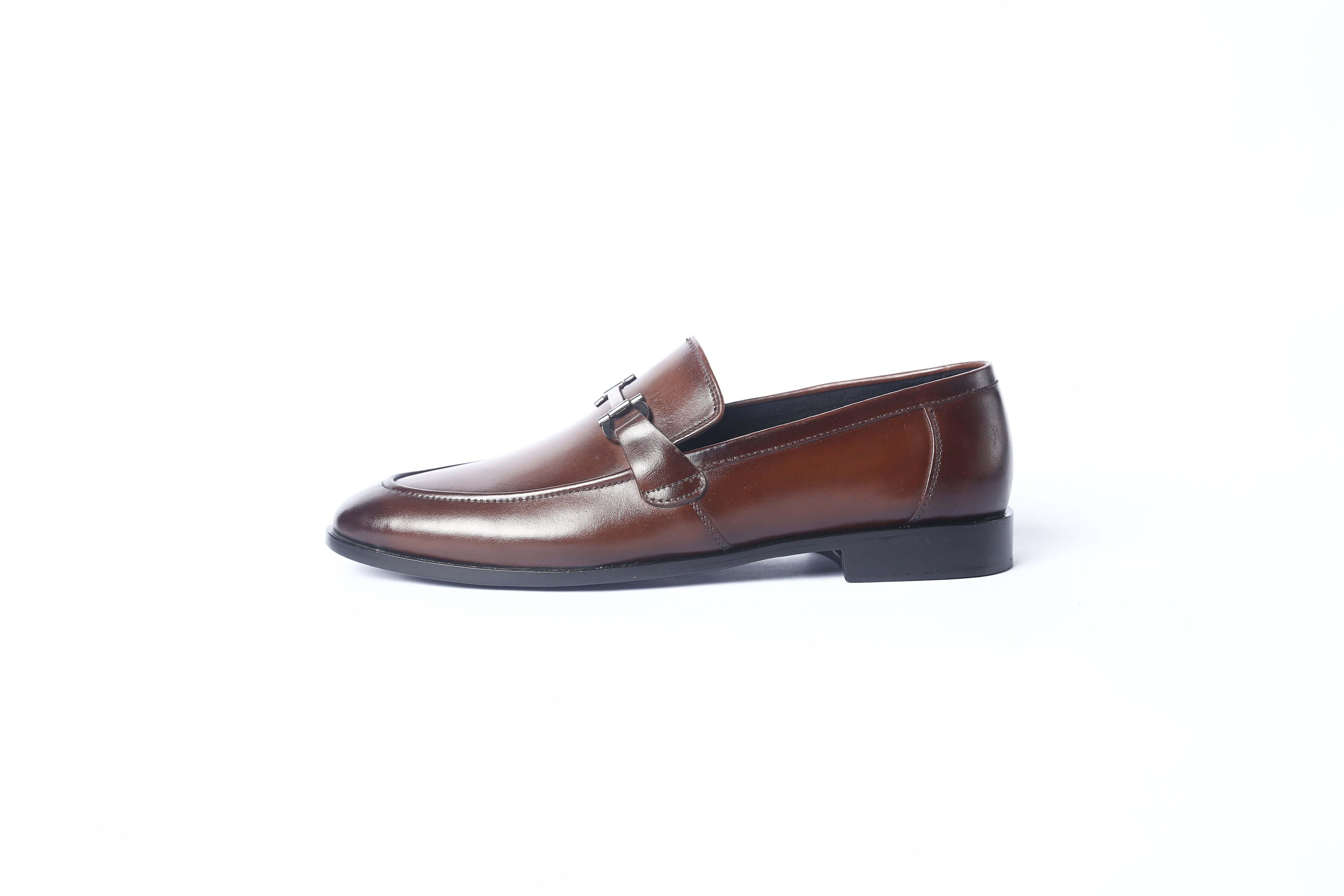 Handcrafted Cognac Leather Horsebit Loafer - Dark Brown