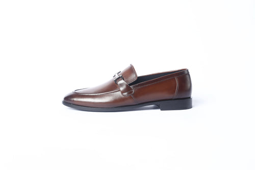Handcrafted Cognac Leather Horsebit Loafer - Dark Brown
