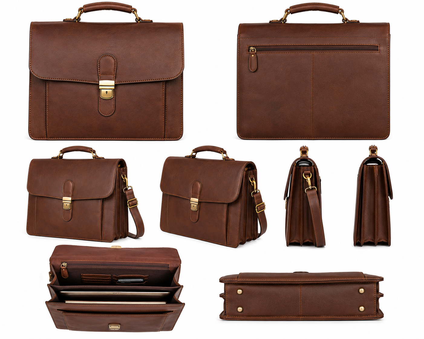 Heritage Leather Briefcase - Brown