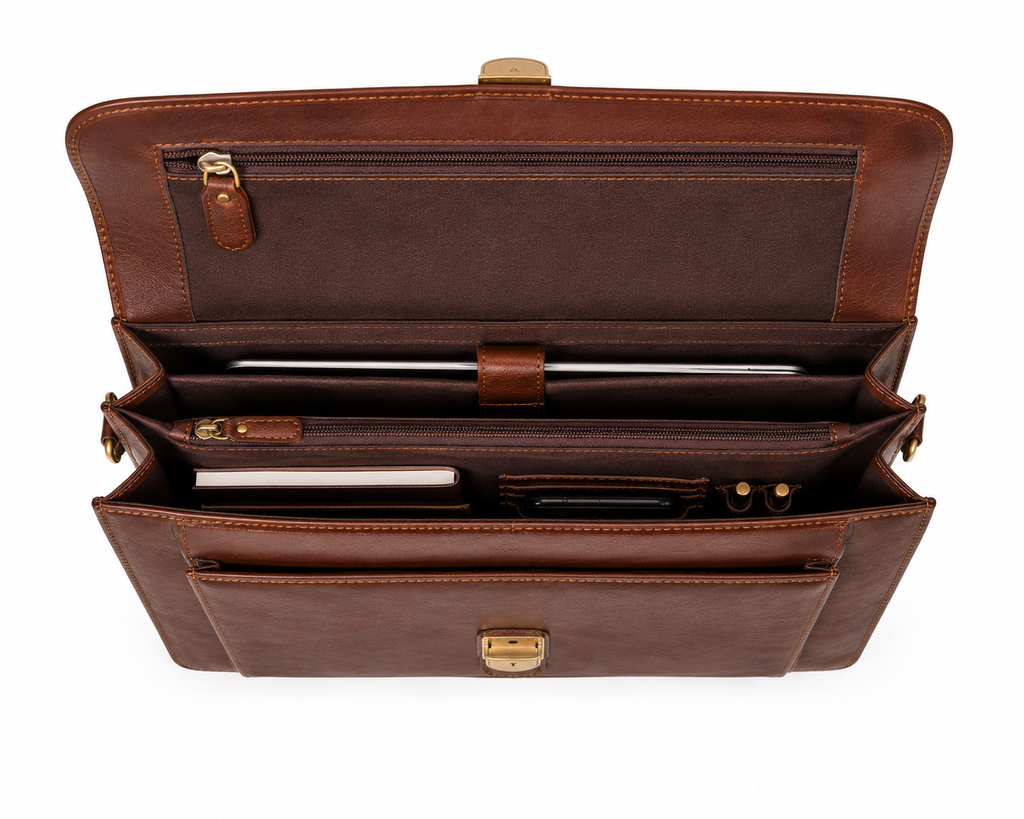 Heritage Leather Briefcase - Brown