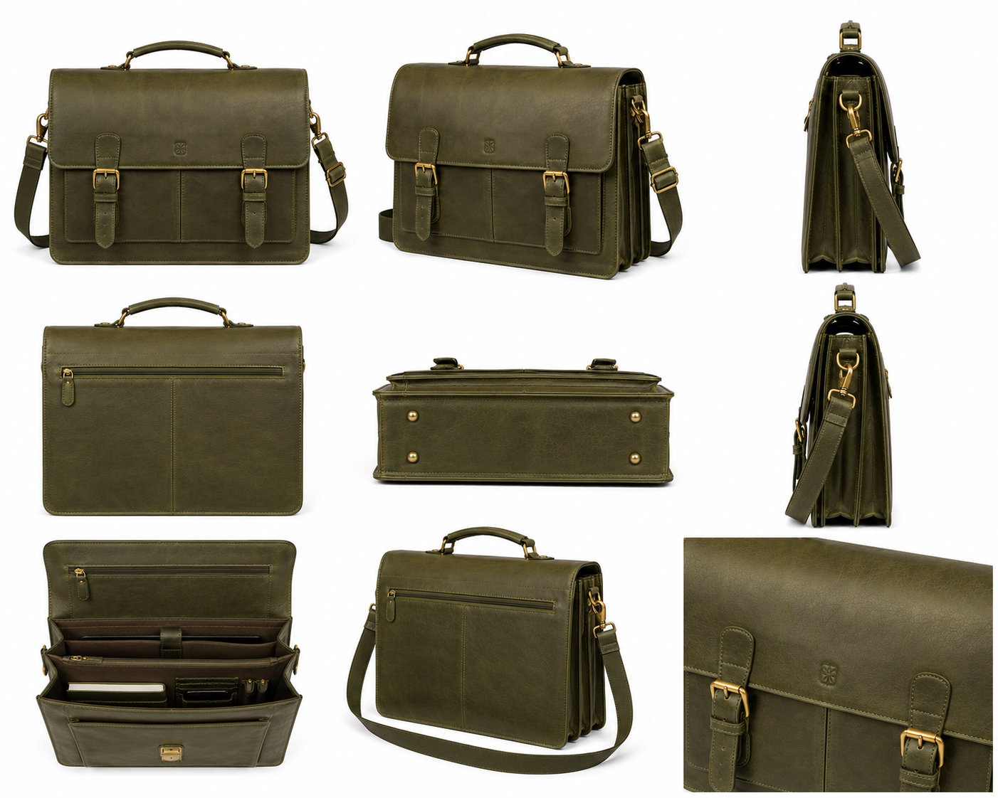 Olive Green Leather Satchel