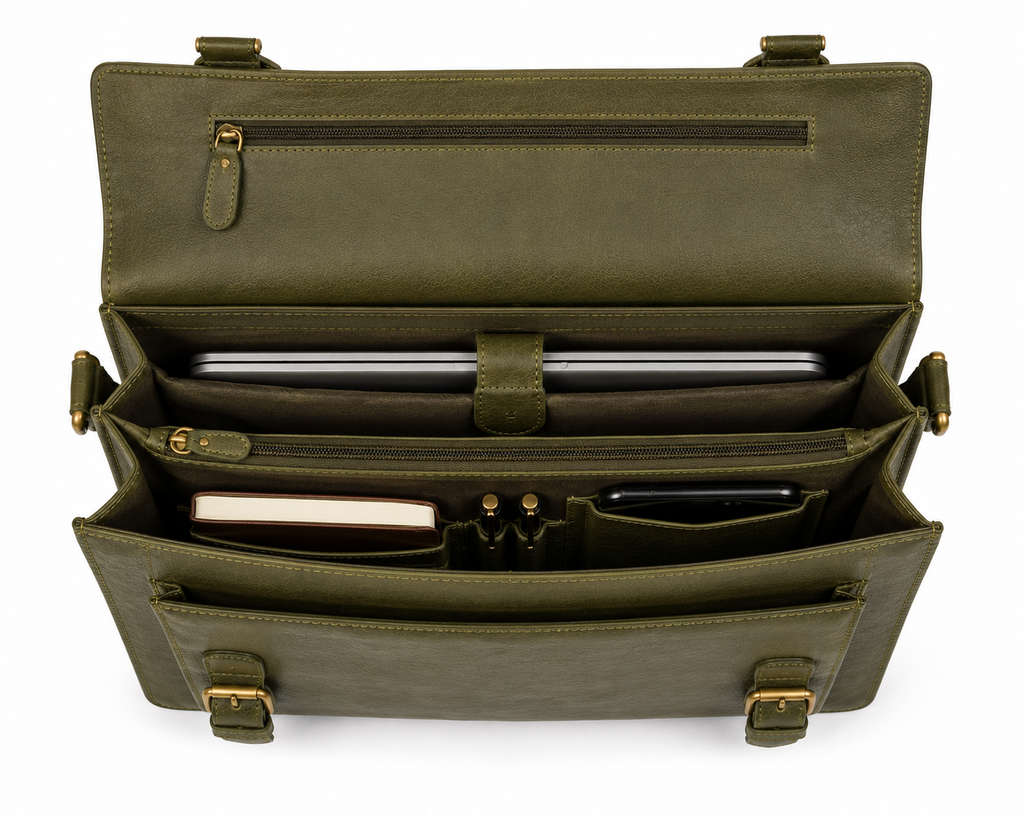 Olive Green Leather Satchel