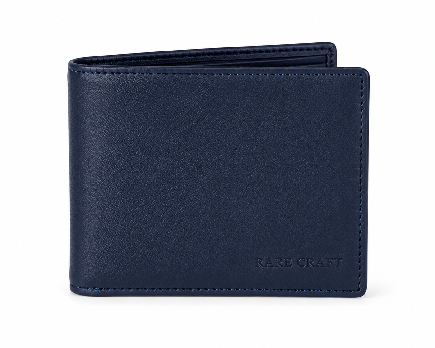 Navy Blue Leather Bifold Wallet