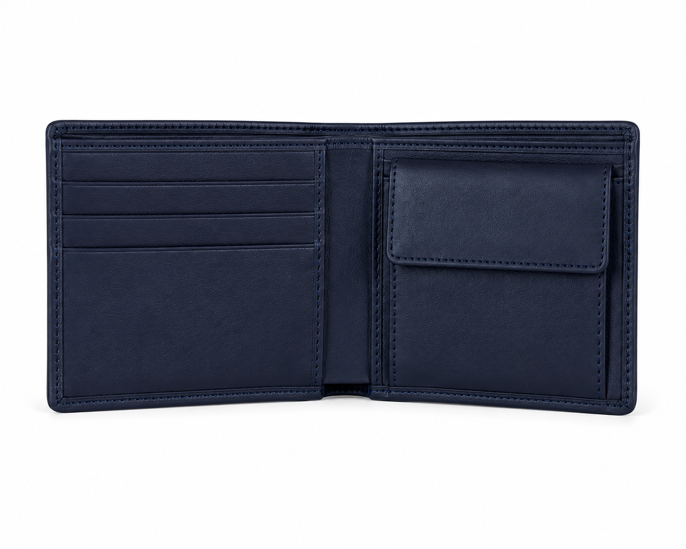 Navy Blue Leather Bifold Wallet