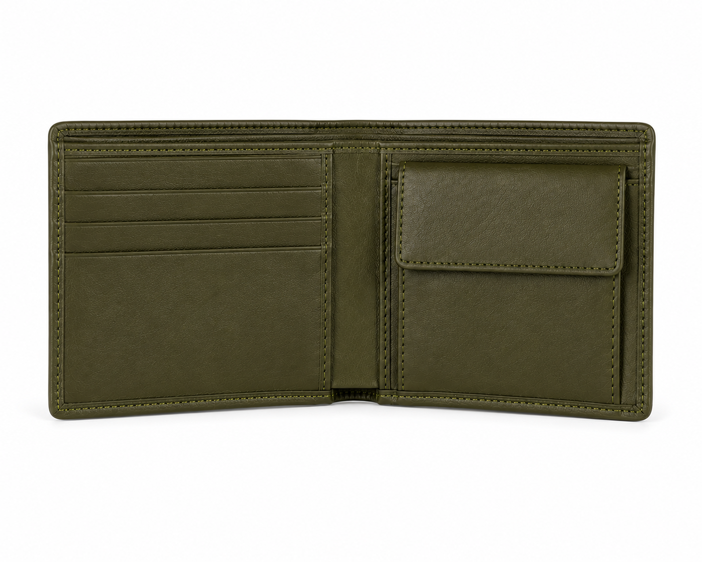 Olive Green Leather Bifold Wallet