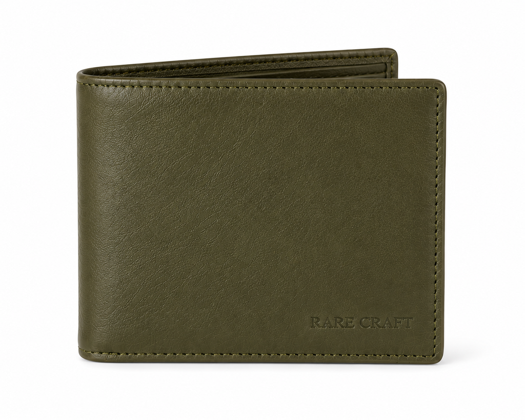 Olive Green Leather Bifold Wallet