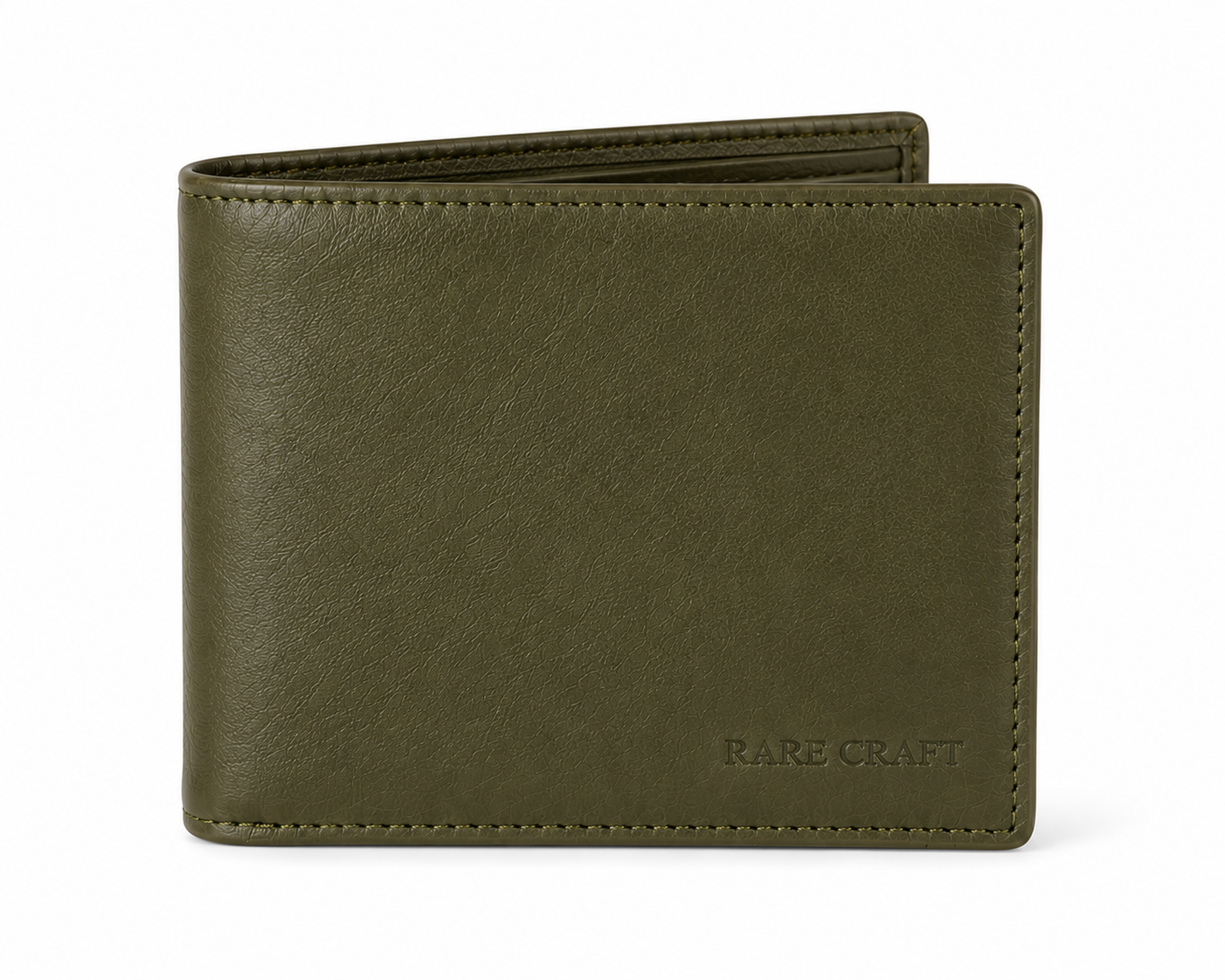 Olive Green Leather Bifold Wallet