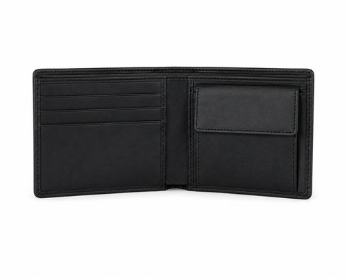 Black Leather Bifold Wallet