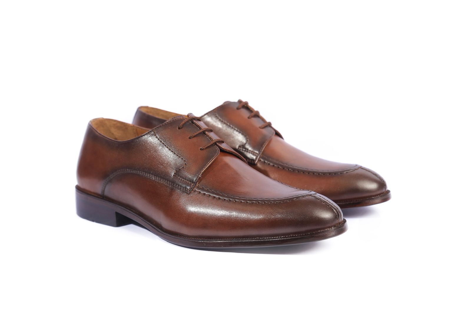 Handcrafted Leather Derby Shoe – Cognac Brown